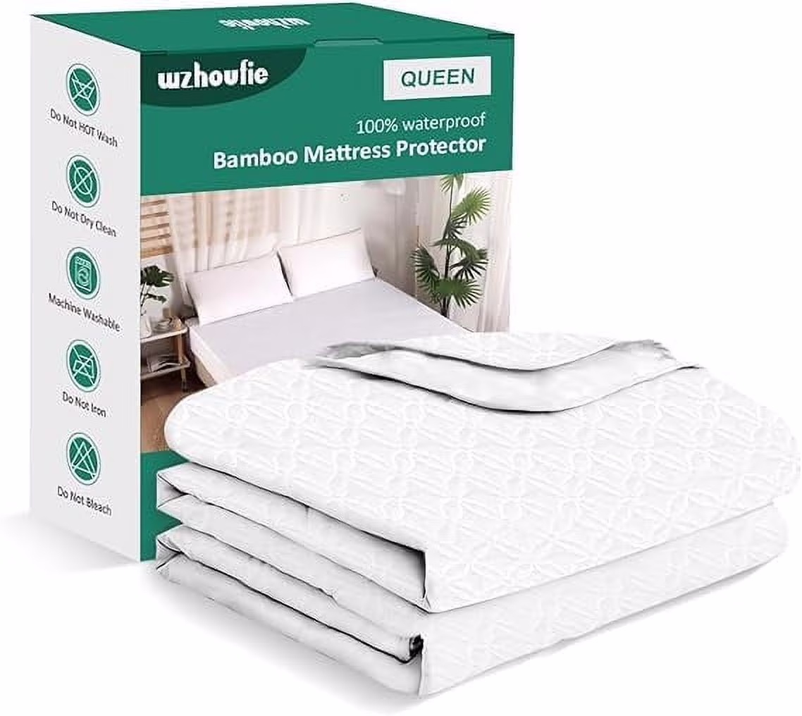 Mattress Protector - Queen - Bamboo - White