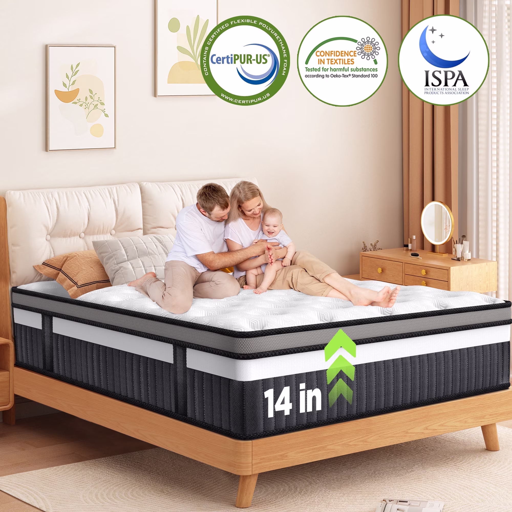Memory Foam Mattress - King 14 inch Hypoallergenic
