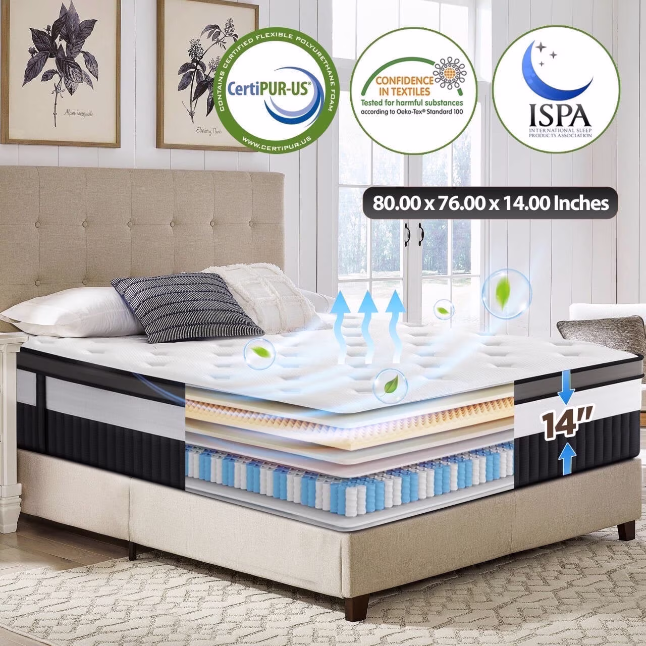 Memory Foam Mattress - King 14 inch Medium Firm