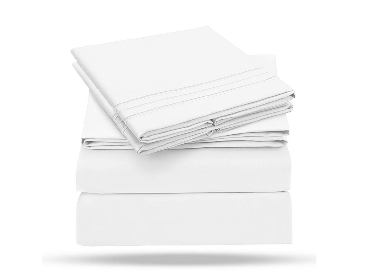 Microfiber Bed Sheet Set - Double - 4 Piece - White