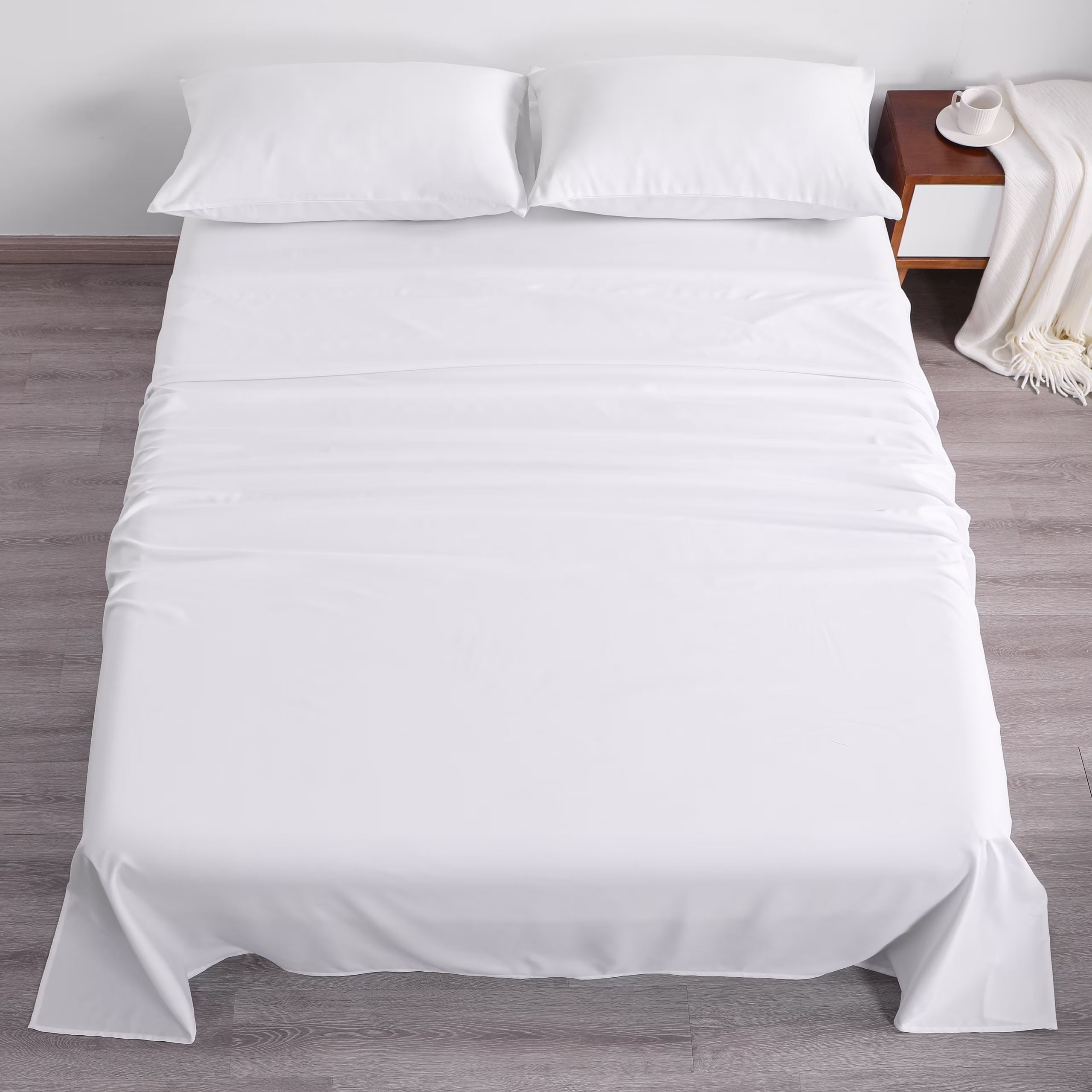 Microfiber Bed Sheet Set - King - 4 Piece - White