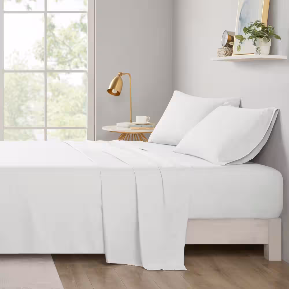 Microfiber Bed Sheet Set - Queen - 4 Piece - White