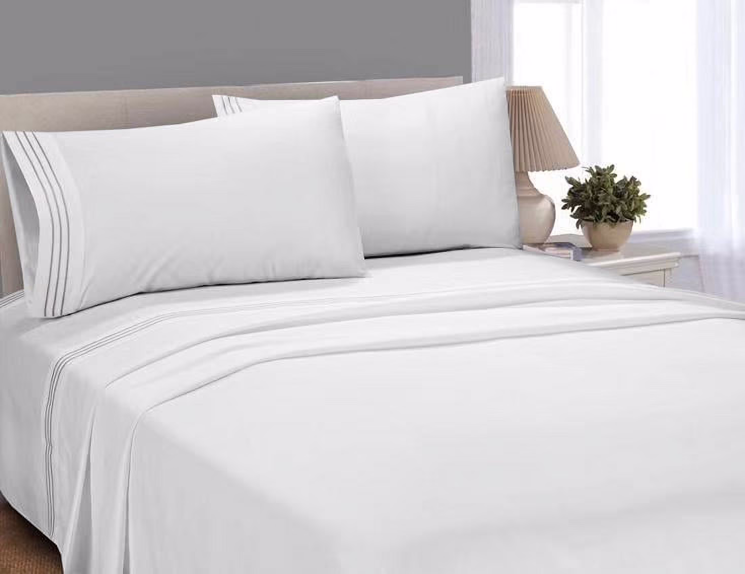 Microfiber Bed Sheet Set - Queen - 4 Piece - White