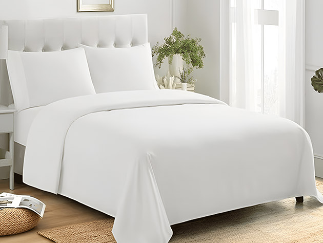 Microfiber Bed Sheet Set - Single - 4 Piece - White