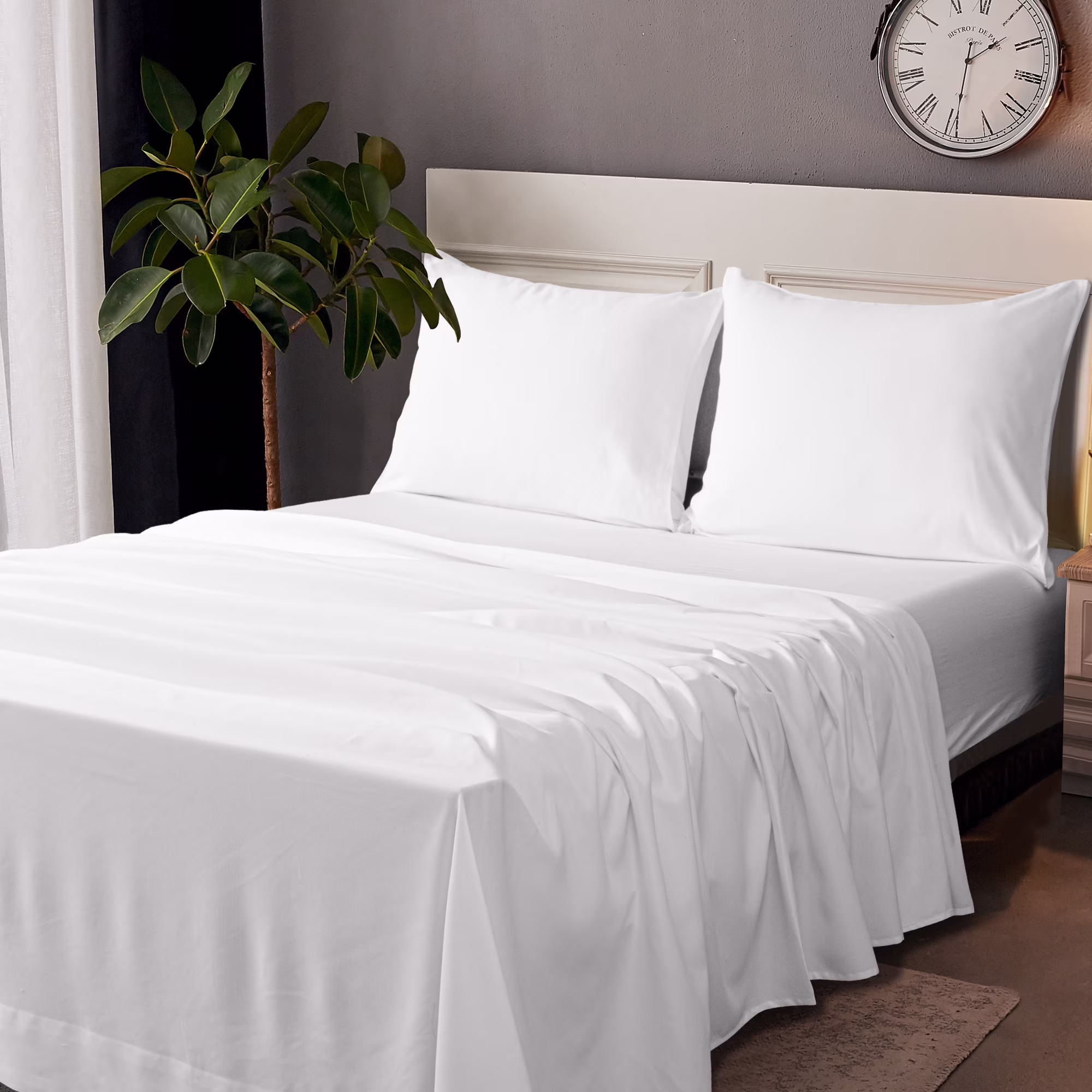 Microfiber Bed Sheet Set - Single - 4 Piece - White