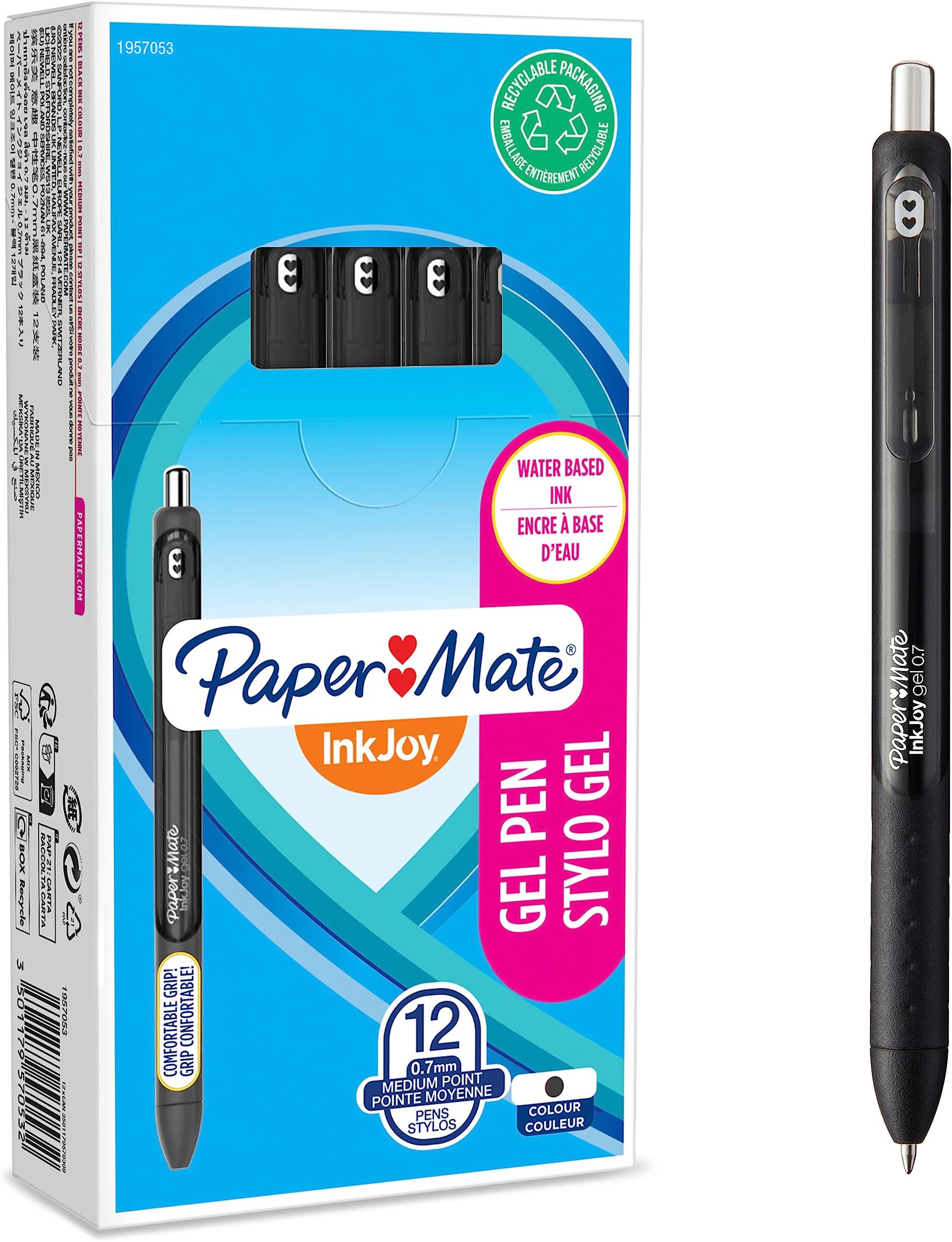 Paper Mate InkJoy Gel Pen - Black - 12 Pack