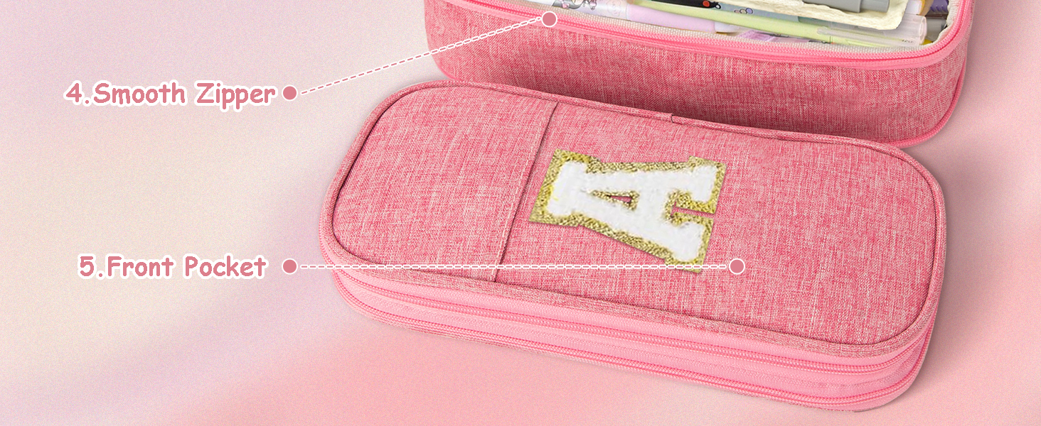 Pencil Case - Zipper - Pink