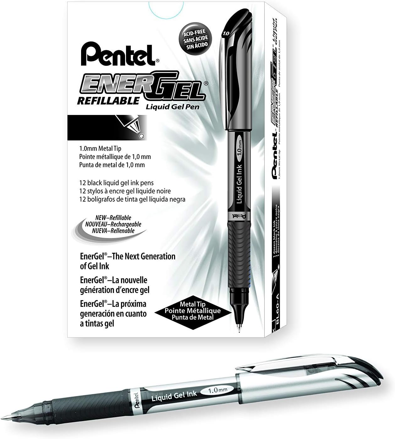 Pentel EnerGel Pen - Black - 12 Pack