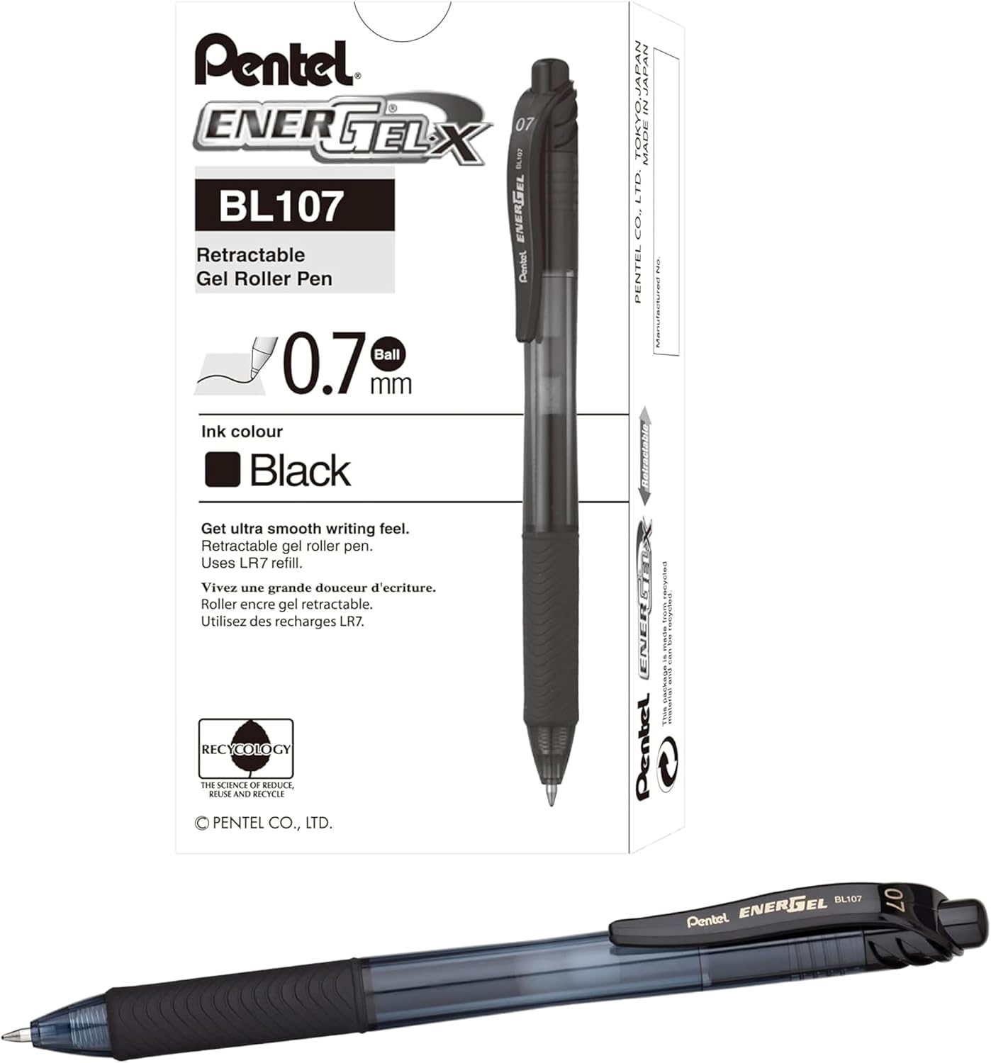 Pentel EnerGel Pen - Black - 12 Pack