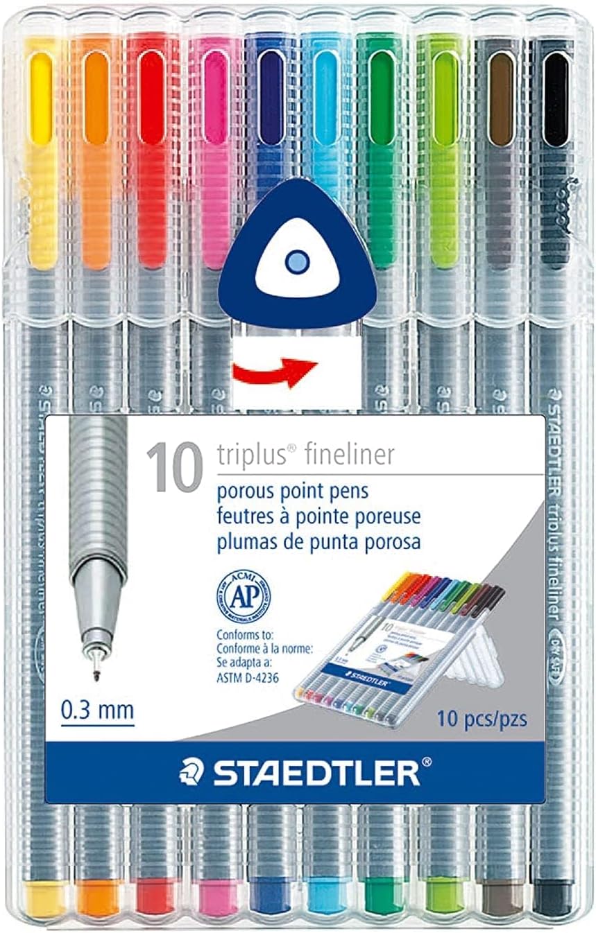 Pentel Triplus Fineliner Pen Set - 10 Colors
