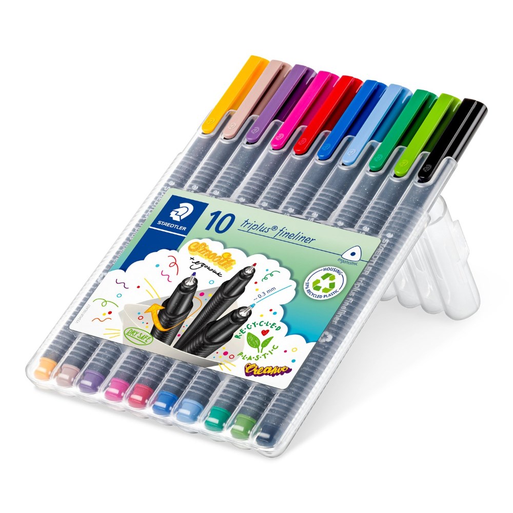 Pentel Triplus Fineliner Pen Set - 10 Colors