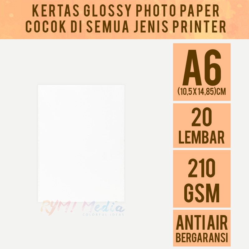 Photo Paper - A6 - 20 Sheets - Glossy