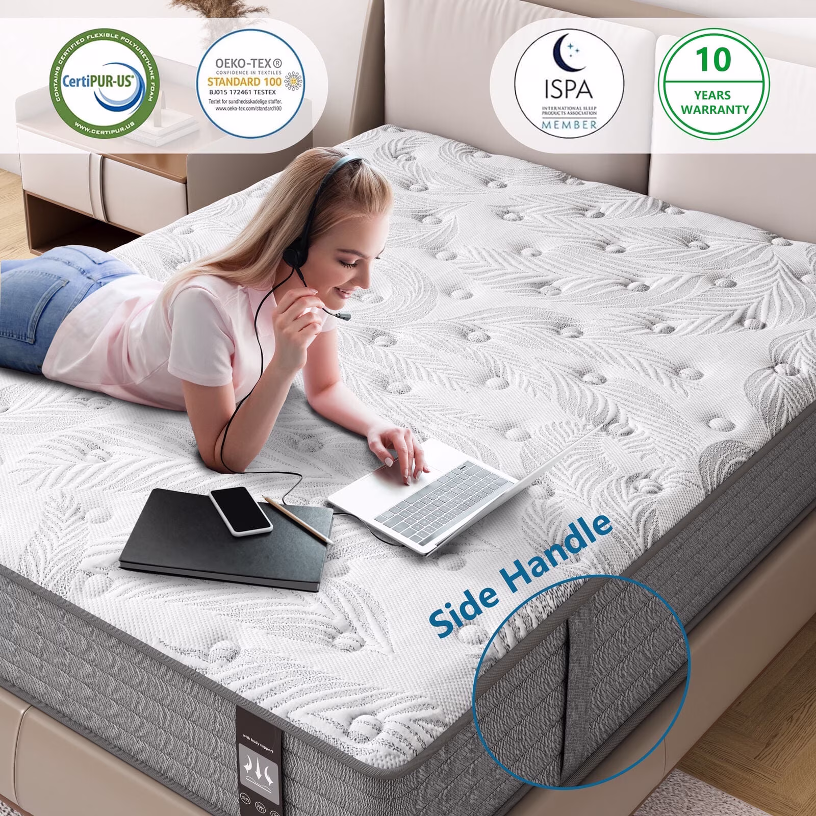 Pillow Top Mattress - Double 12 inch Hypoallergenic