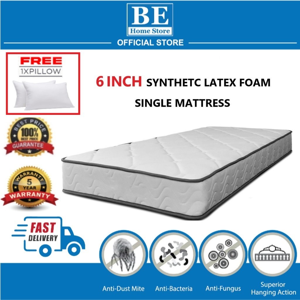 Pillow Top Mattress - Single 6 inch Hypoallergenic