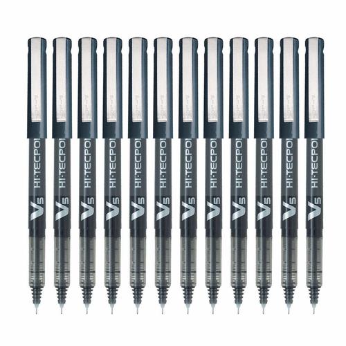 Pilot V5 Hi-Tecpoint Pen - Black - 12 Pack