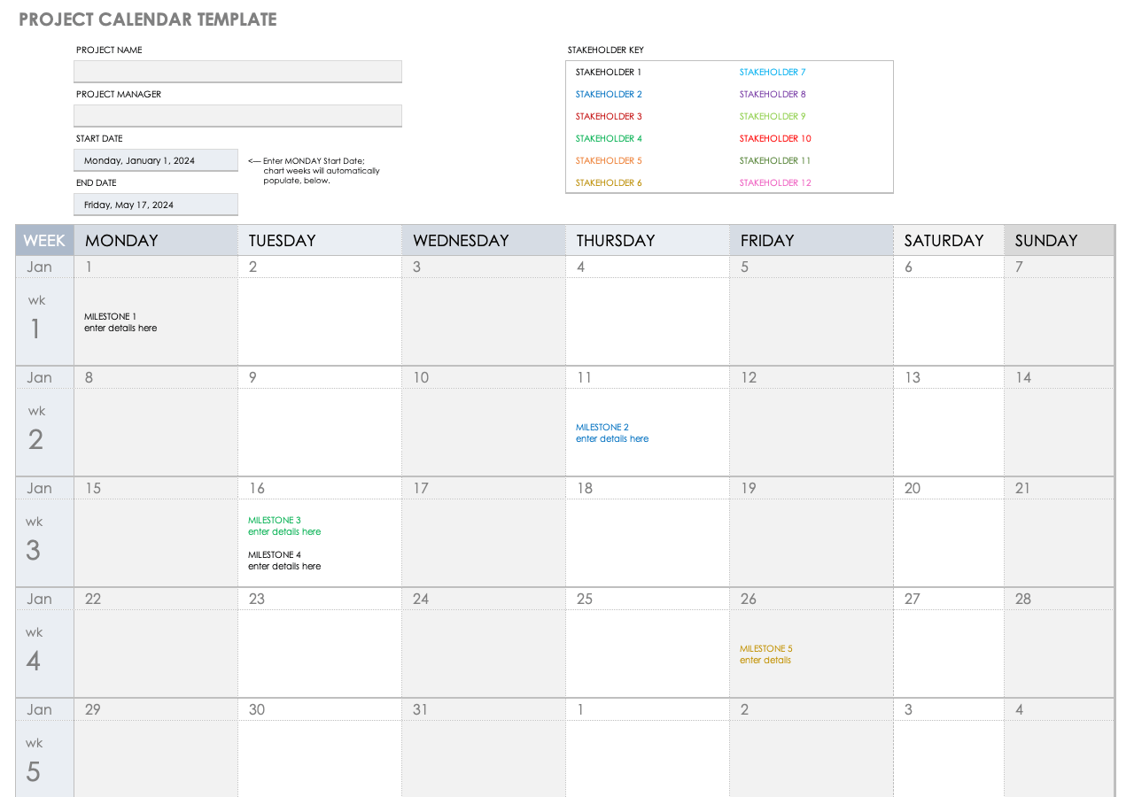 Project Calendar