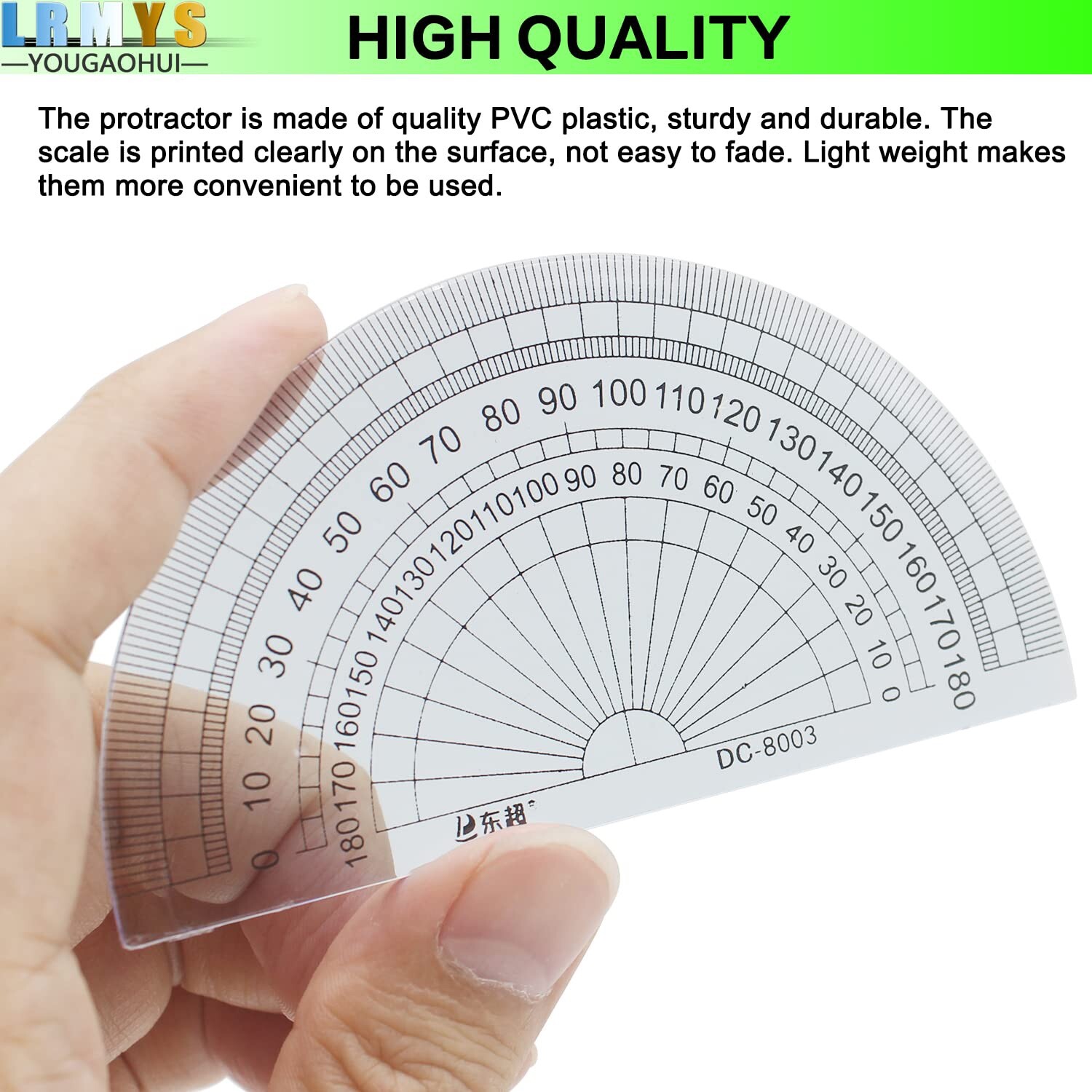 Protractor - 180 degrees - Clear