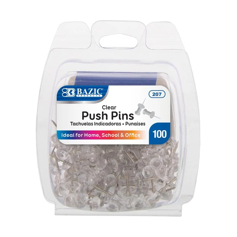 Push Pins - Clear - 100 Pack
