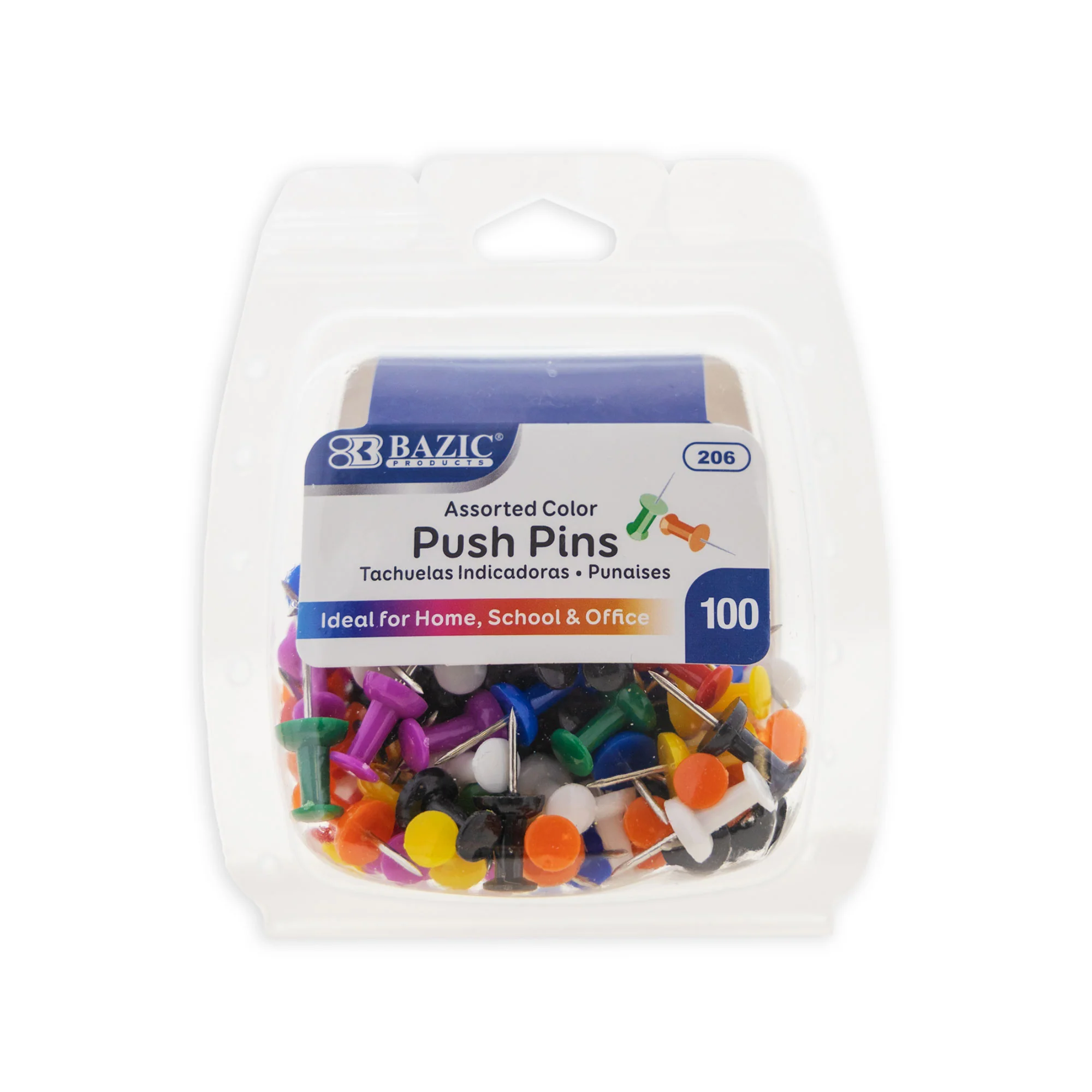 Push Pins - Colored - 100 Pack