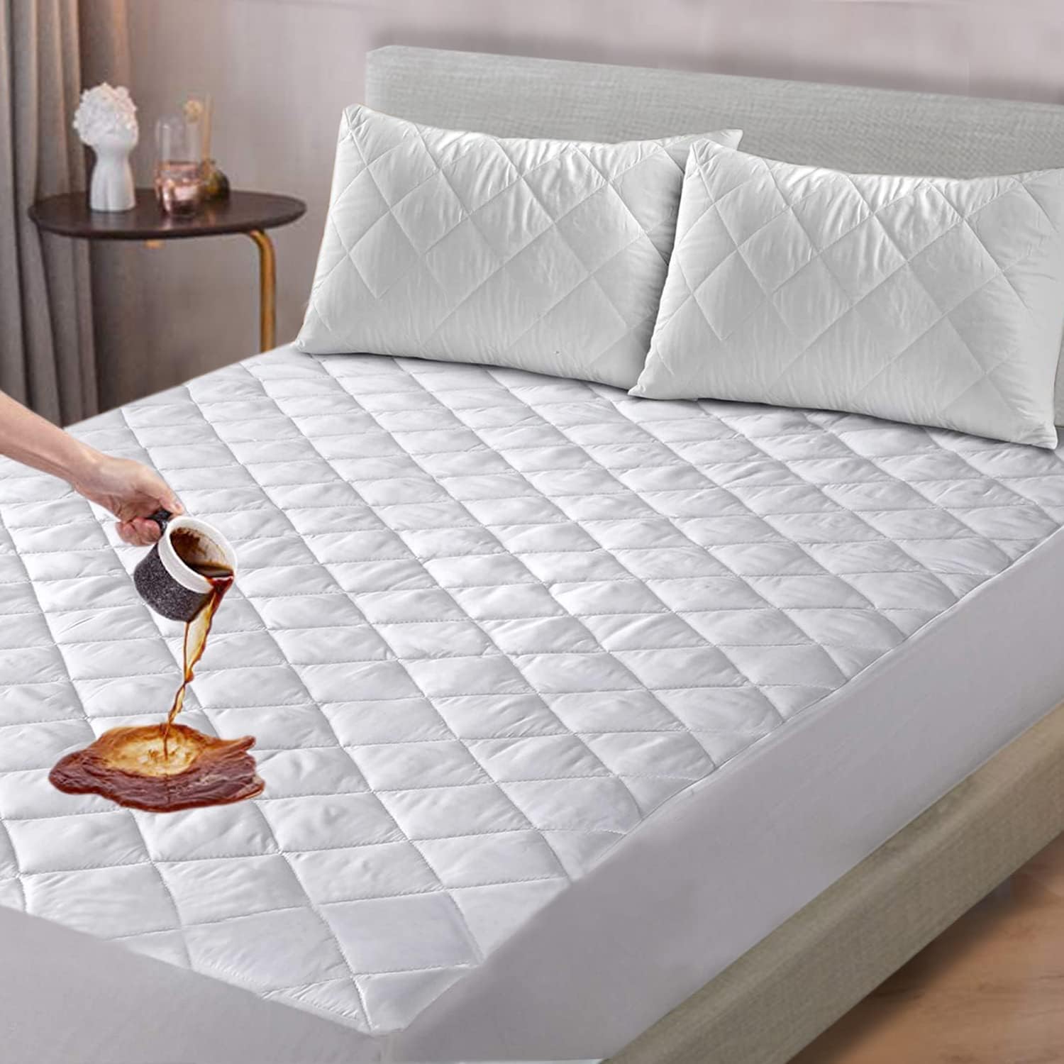 Quilted Mattress Protector - Double - White