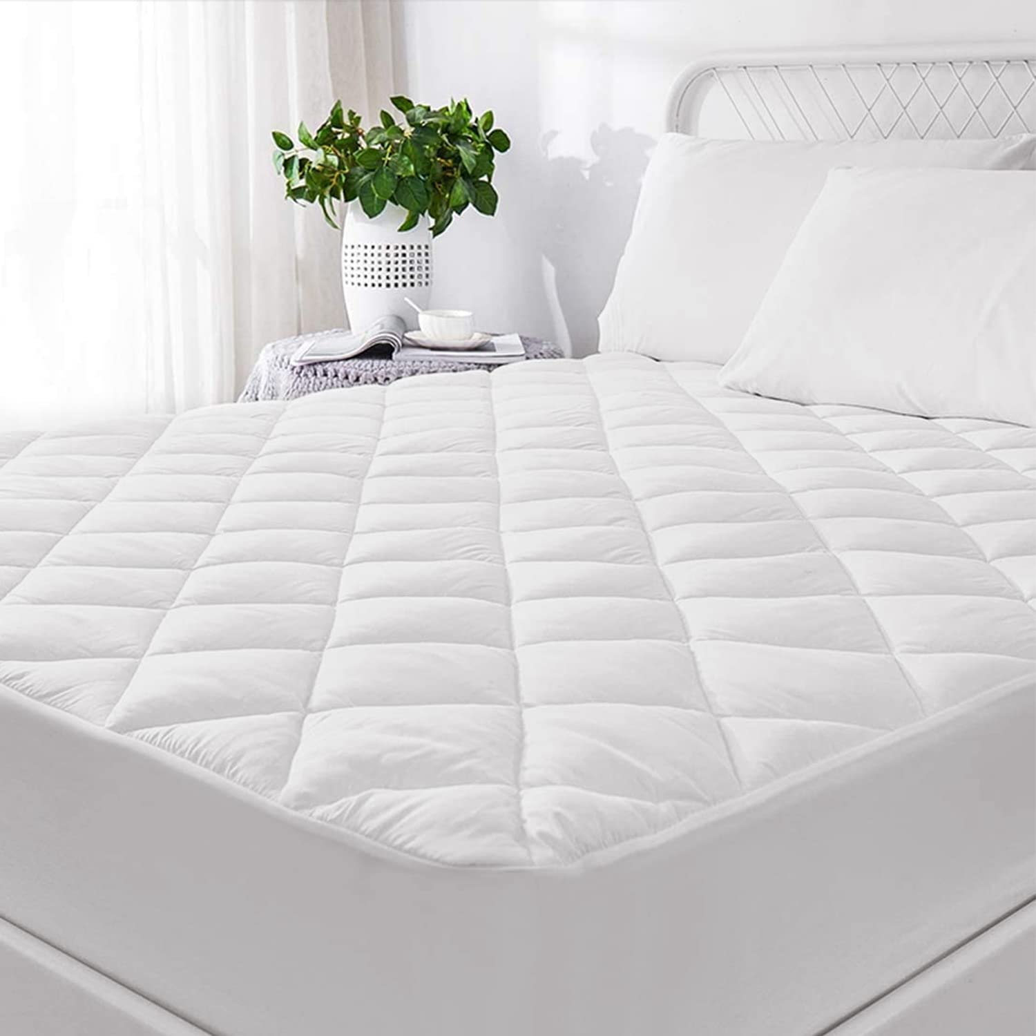 Quilted Mattress Protector - Double - White