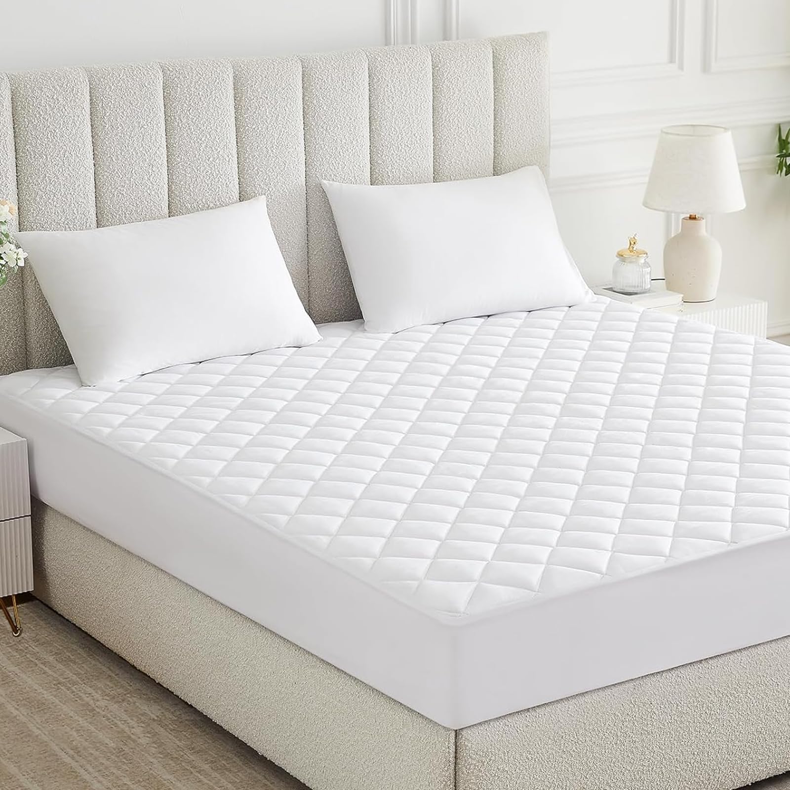 Quilted Mattress Protector - Double - White