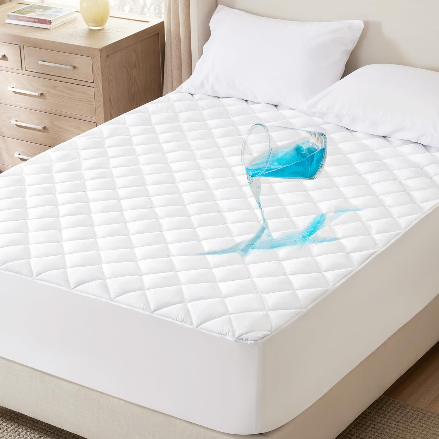 Quilted Mattress Protector - King - White