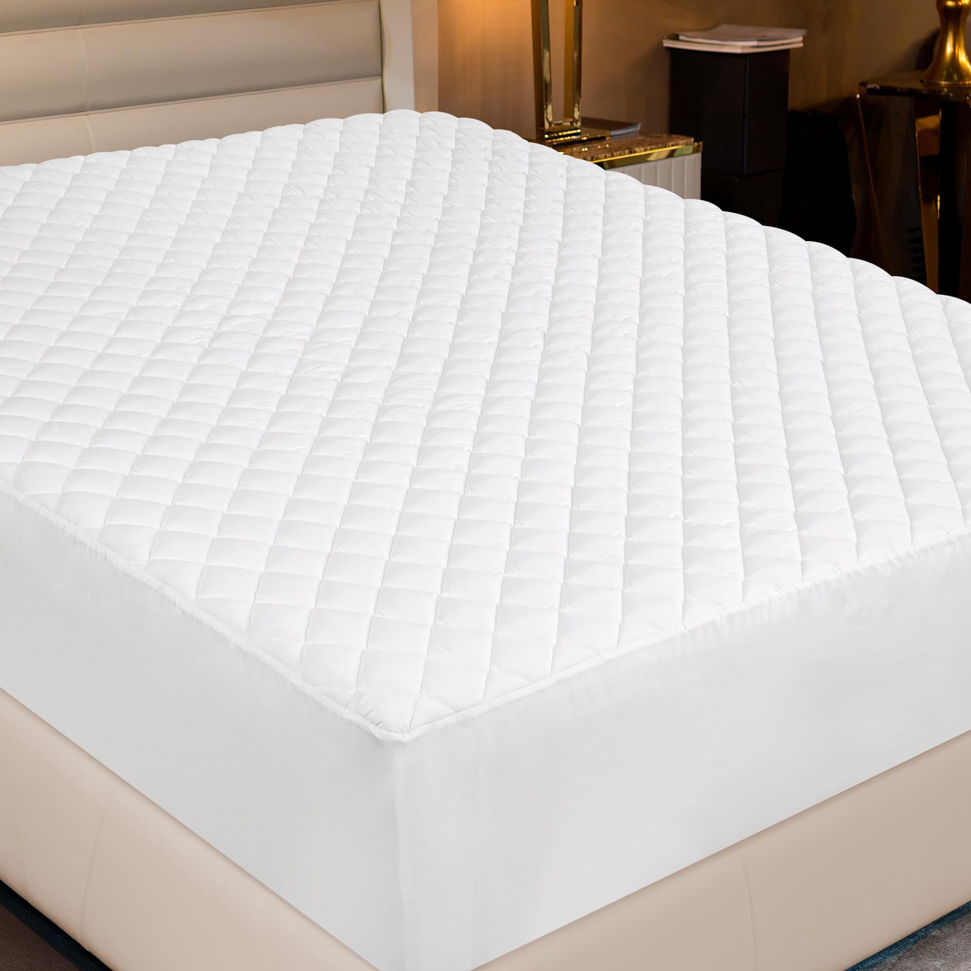 Quilted Mattress Protector - Queen - White