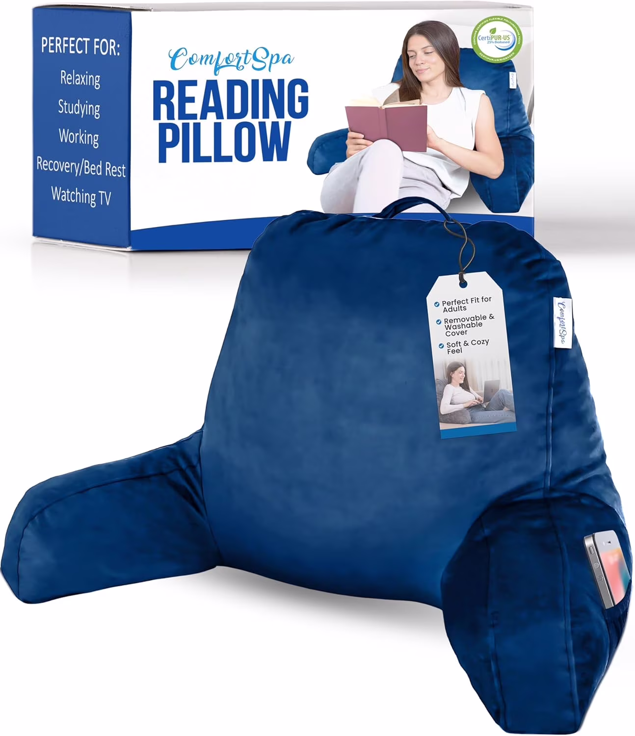 Reading Pillow - Backrest - Large - Navy