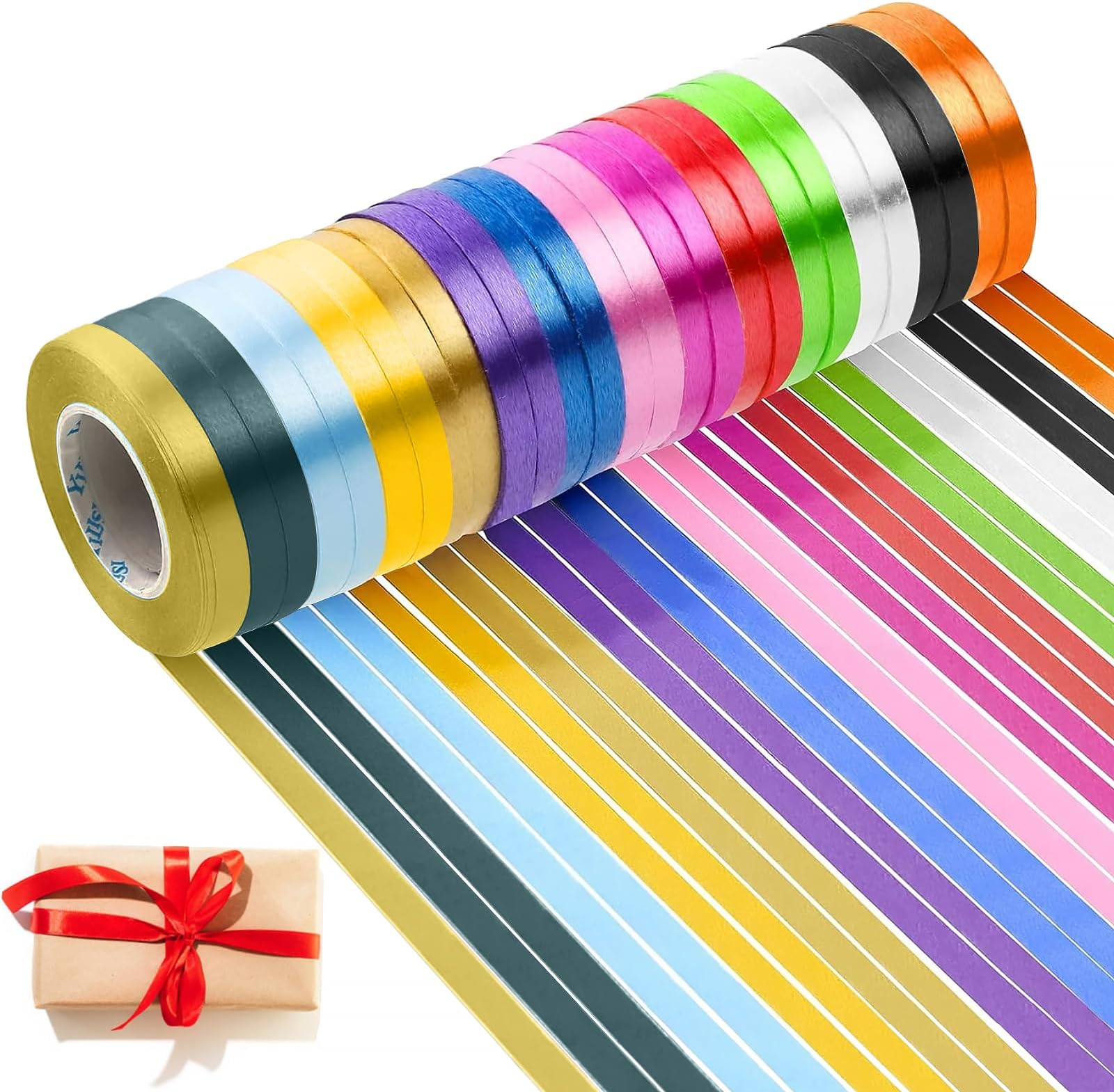 Ribbon - 10m - Assorted Colors - 5 Pack
