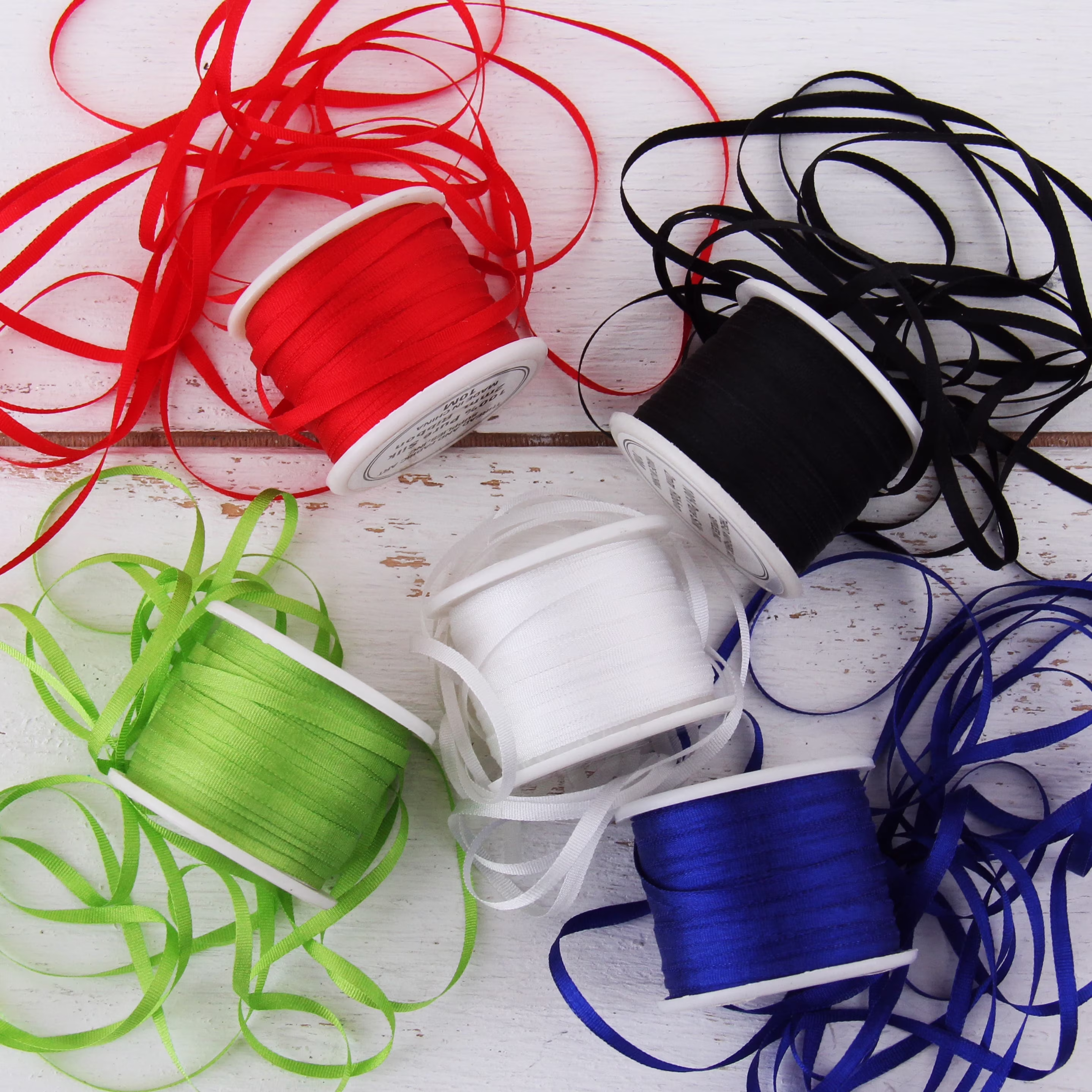 Ribbon - 10m - Assorted Colors - 5 Pack