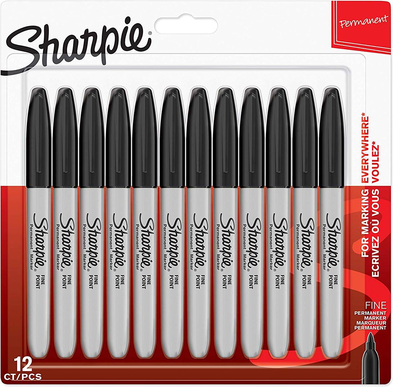 Sharpie Permanent Marker - Black - 12 Pack