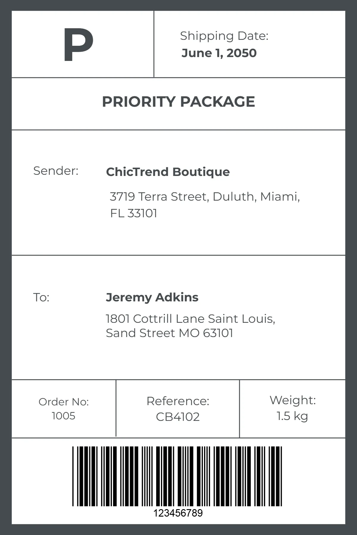 Shipping Label