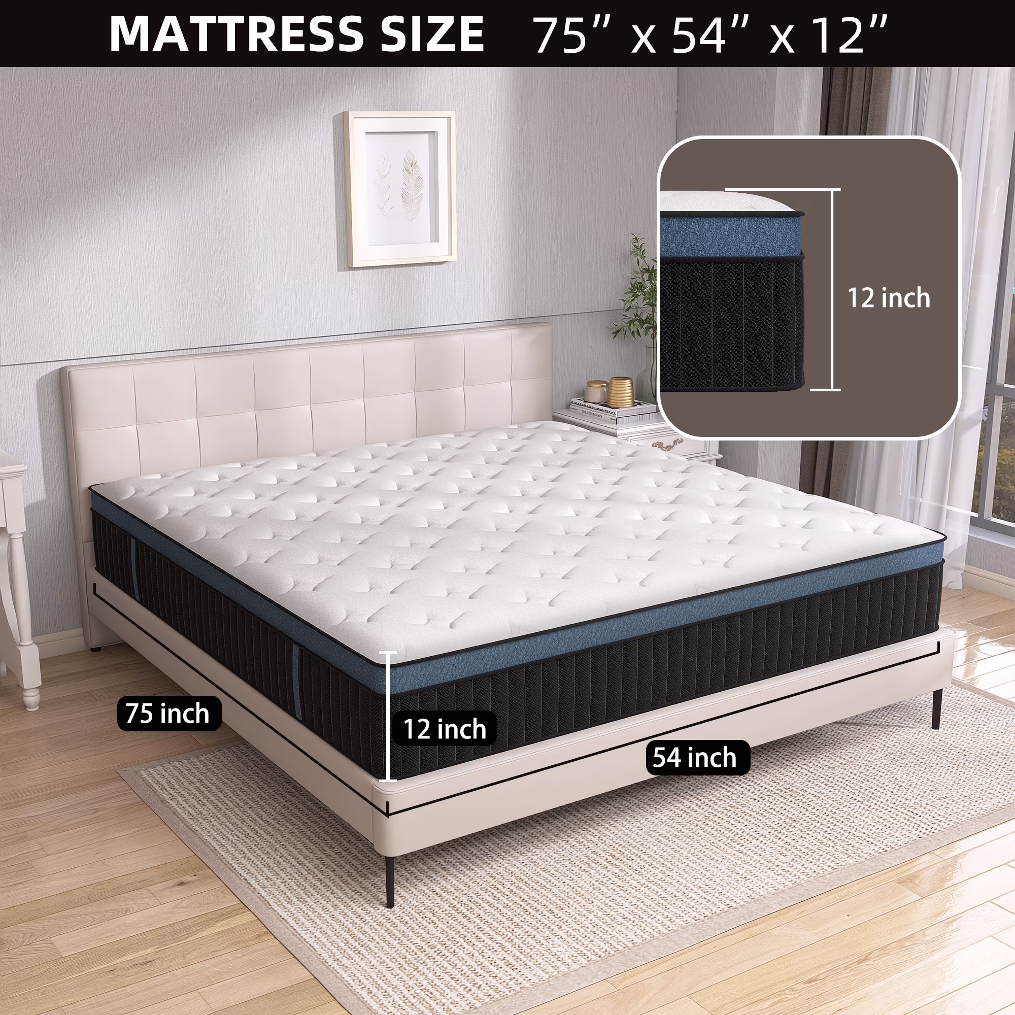 Spring Mattress - Full 12 inch Firm Support