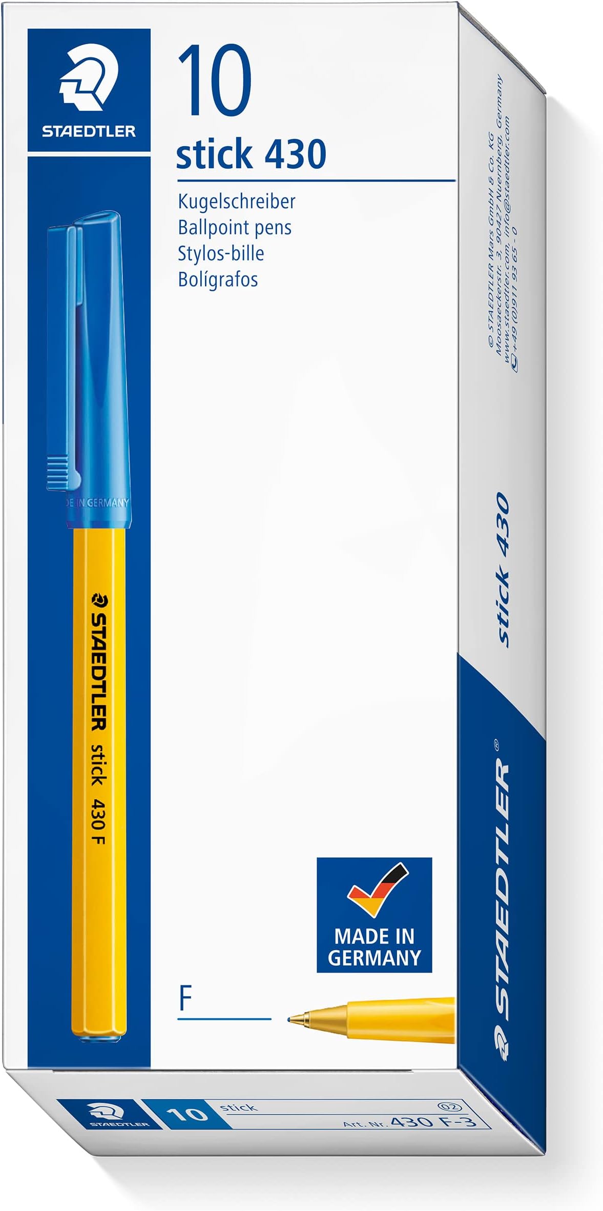 Staedtler Ball 430 F Ballpoint Pen - Blue - 12 Pack