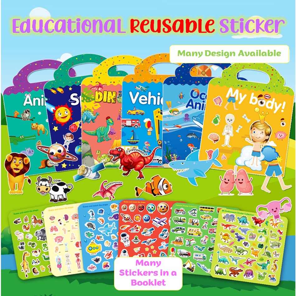Sticker Book - Kids - Reusable - 50 Stickers