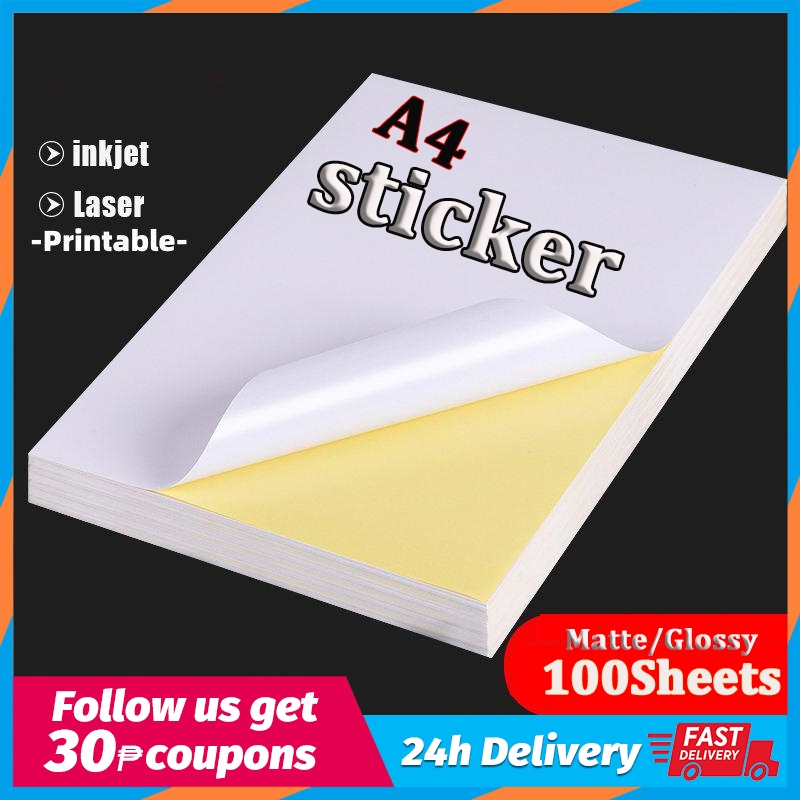 Sticker Paper - A4 - 100 Sheets - Glossy
