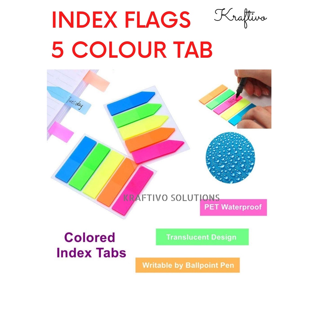 Sticky Flags - Index - 5 Colors - 100 Sheets