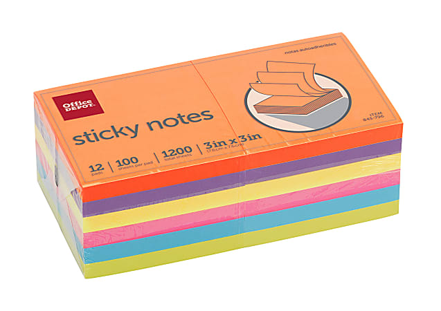 Sticky Notes - Assorted Colors - 12 Pads