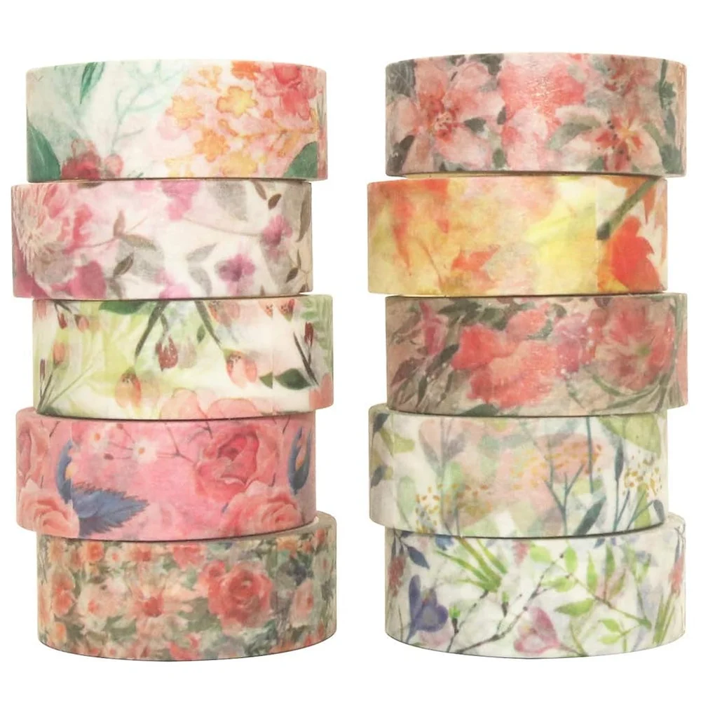 Washi Tape Set - 10 Rolls - Floral