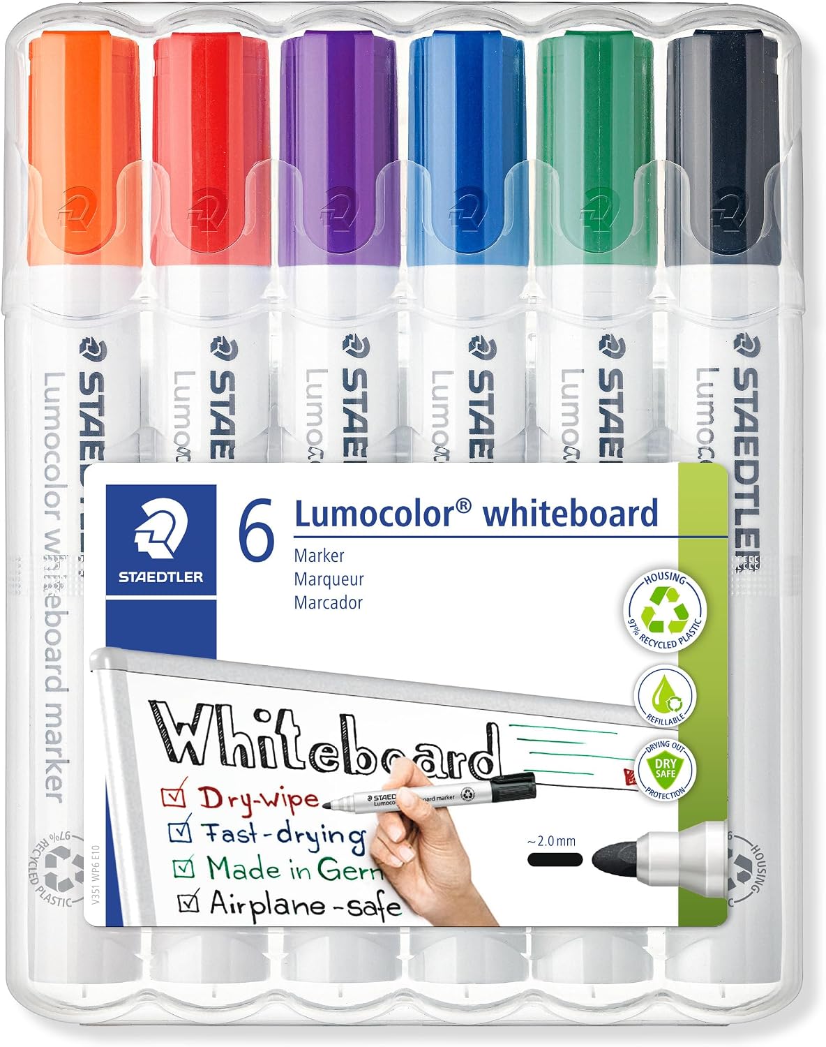 Whiteboard Marker - Assorted - 6 Pack