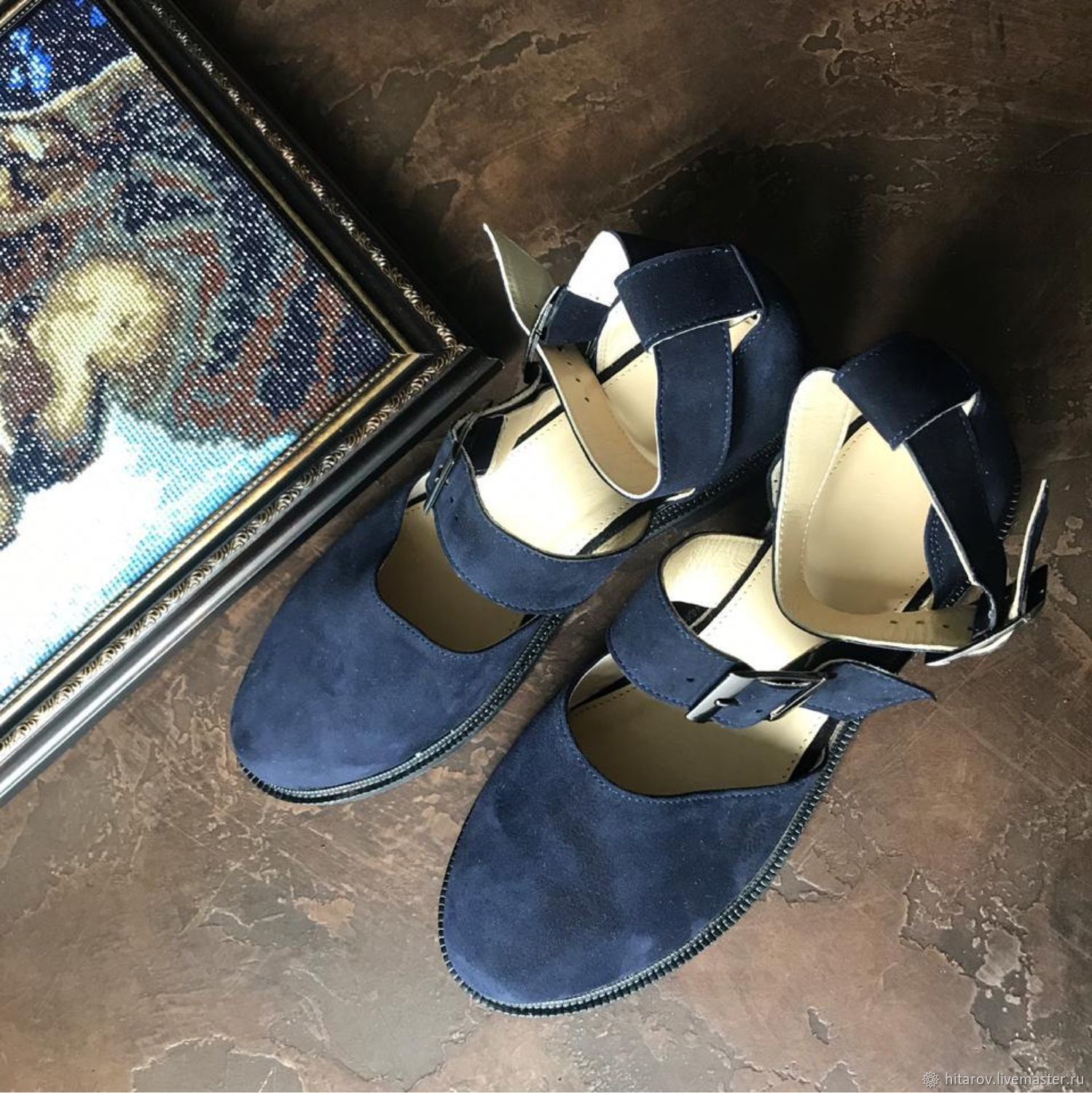 Adventure Navy Blue Leather Sandals