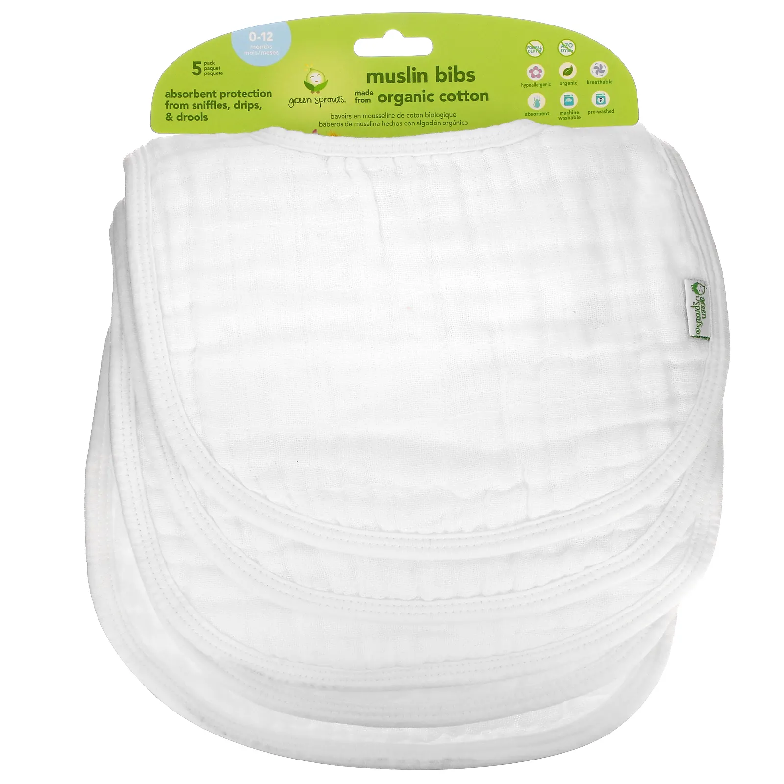 Baby Bib - 0-12 Months - 5 Pack