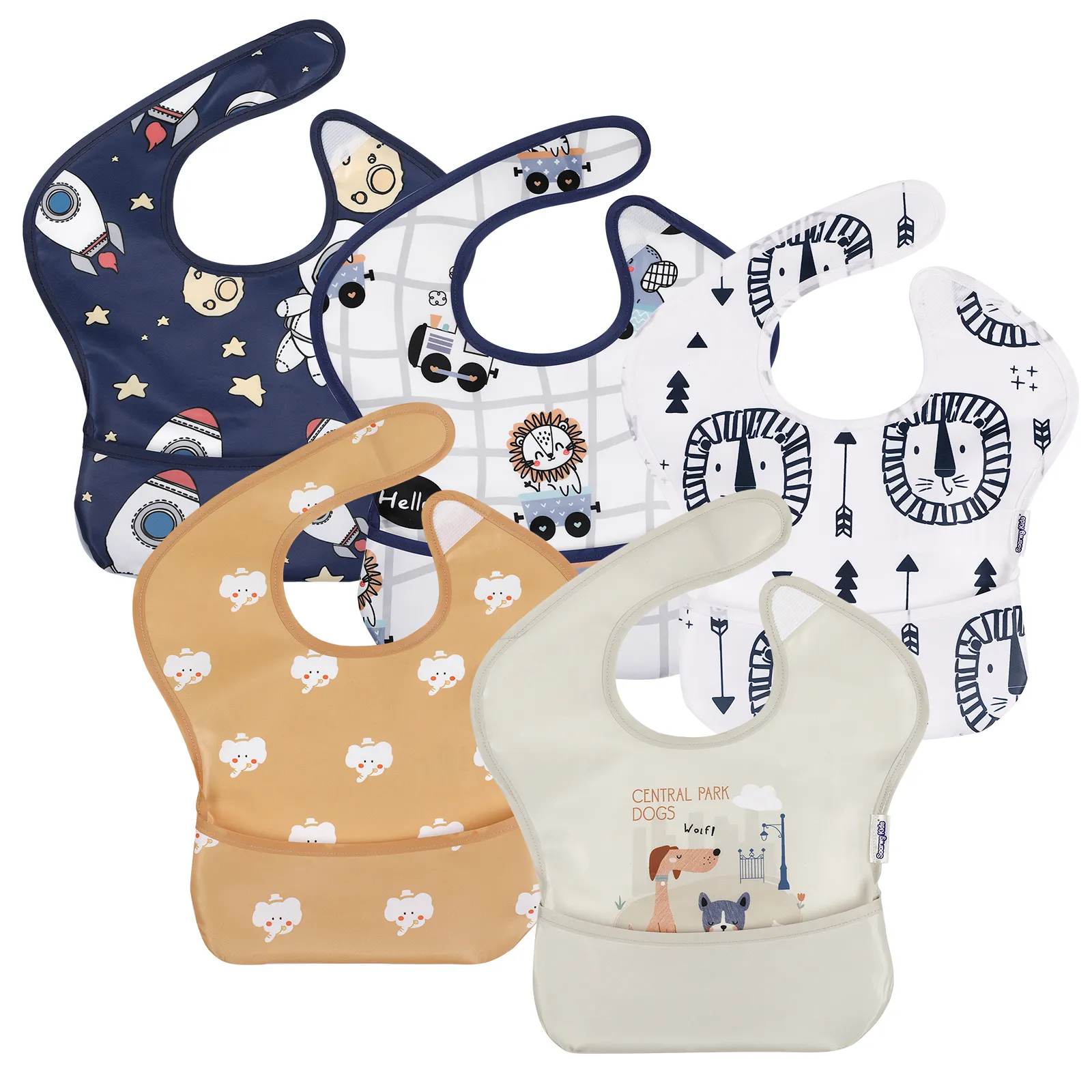 Baby Bibs - Waterproof - 5 Pack