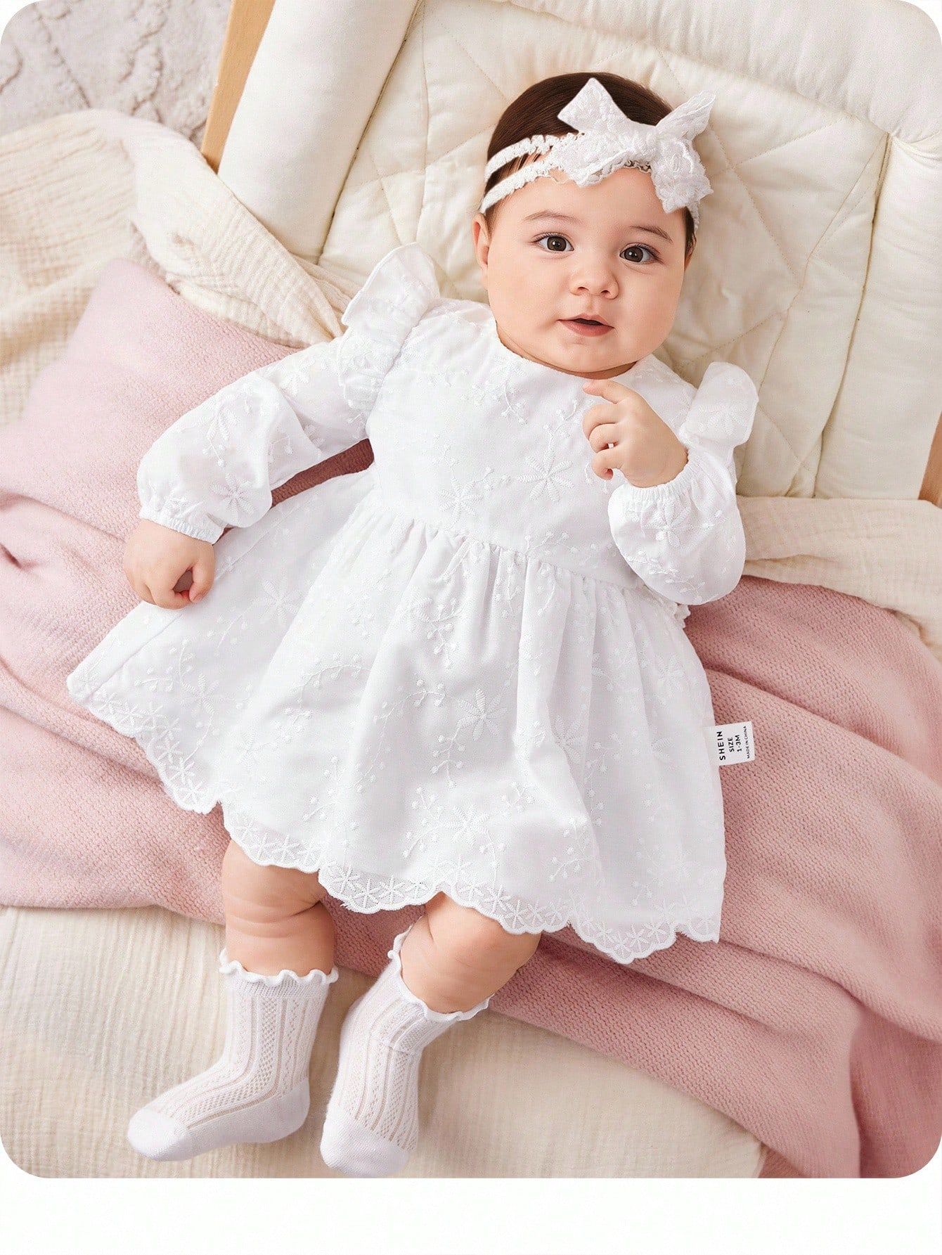 Baby Dress - 0-3 Months - White