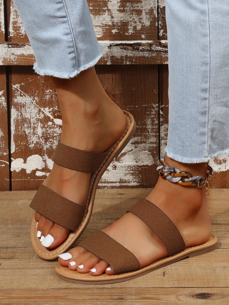 Beach Brown Slide Sandals