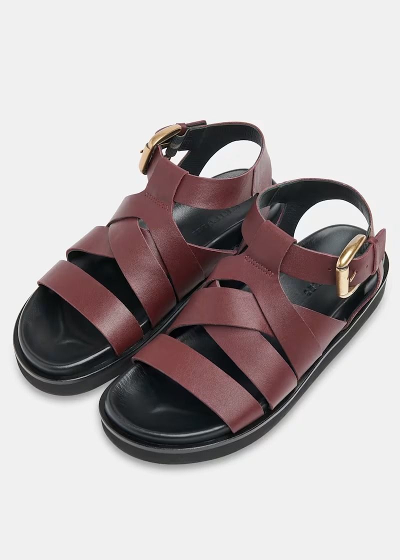Beach Burgundy Leather Sandals