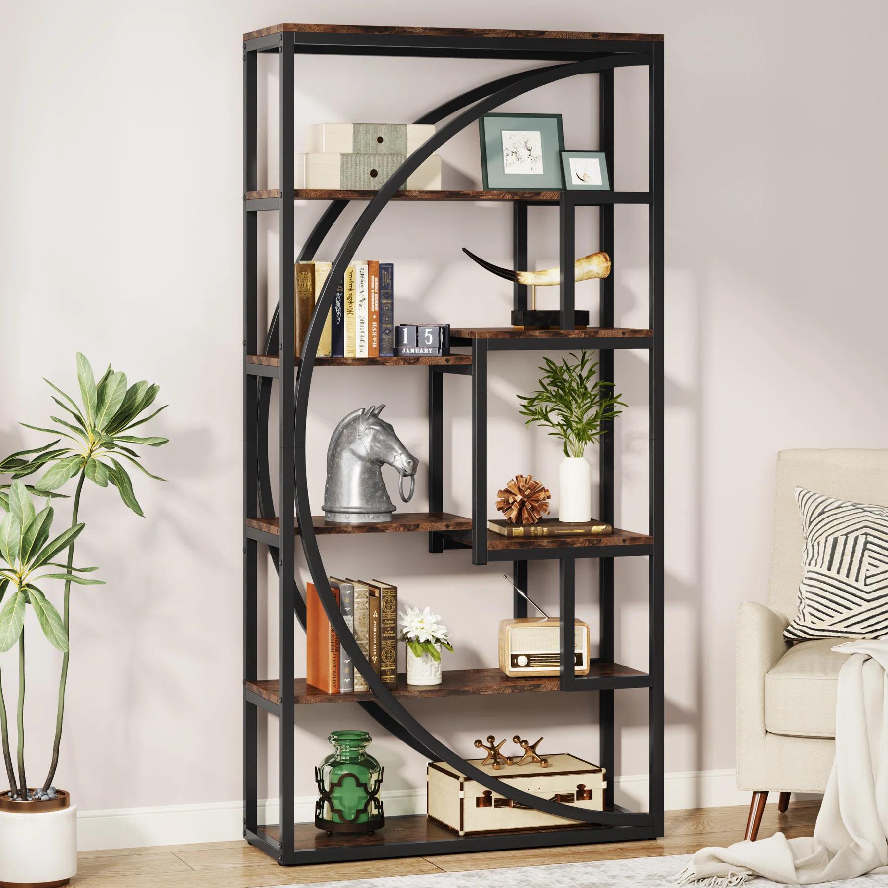 Bookshelf - 5 Shelf - 180cm - Wooden