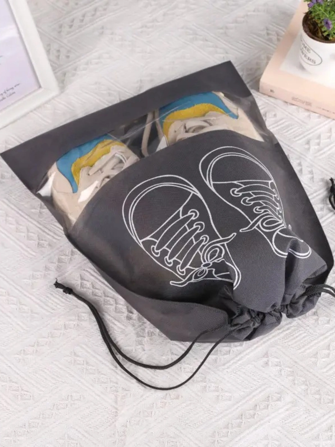 Breathable Grey Shoe Bag
