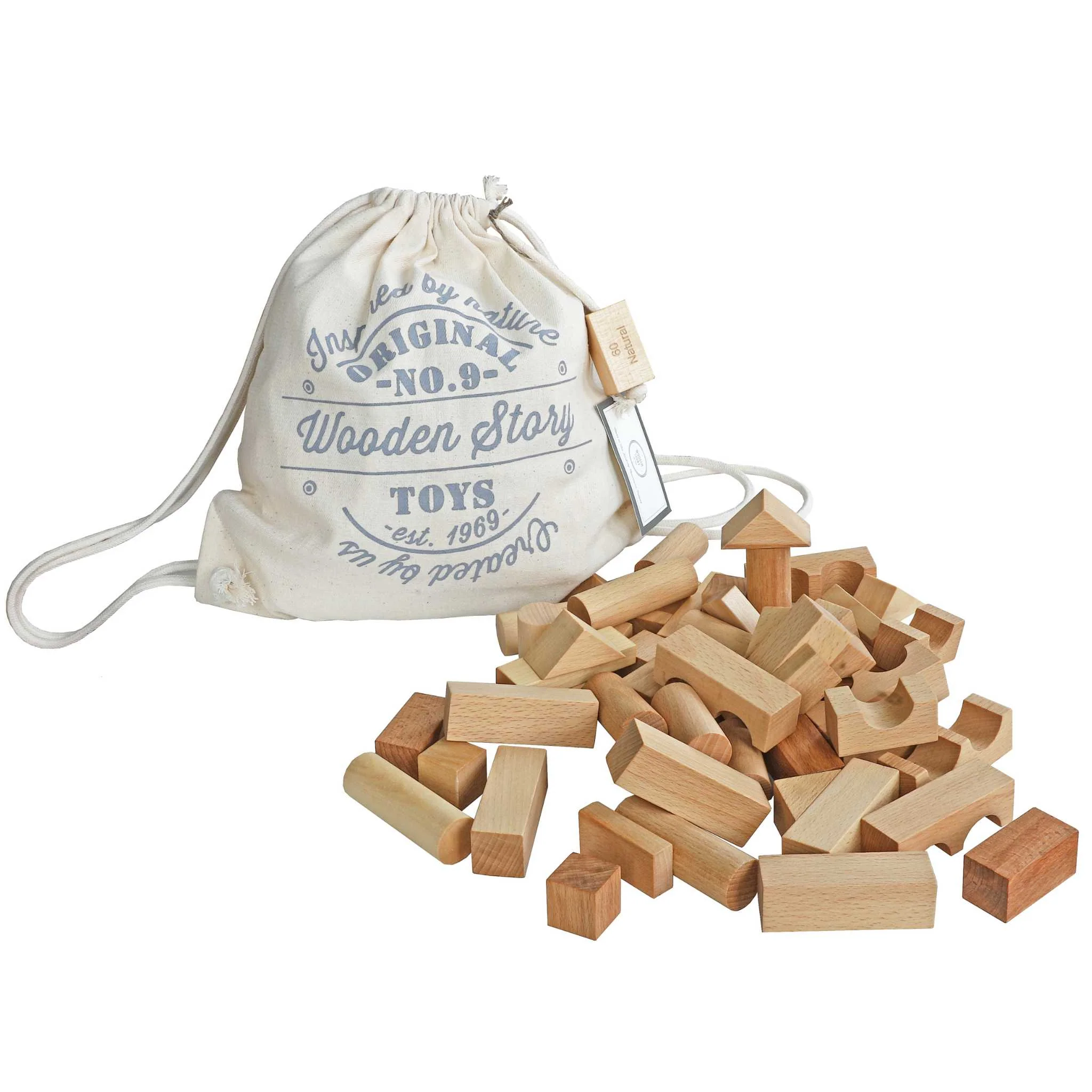 Building Blocks - 60 Pieces - Wooden